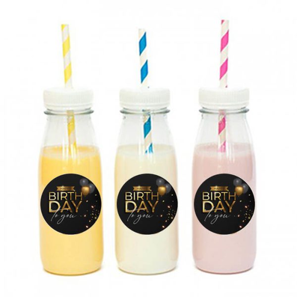 מדבקות עגולות לעיצוב בלונים זהב שחור