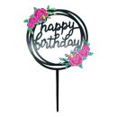 טופר happy birthday שחור פרחוני