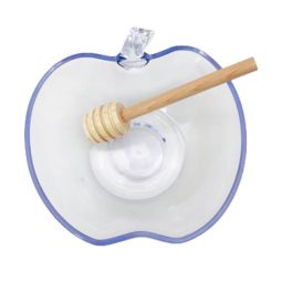 צלוחית דבש דמוי חצי תפוח - עם מקל