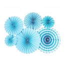 סט מניפות נייר מגוון - תכלת