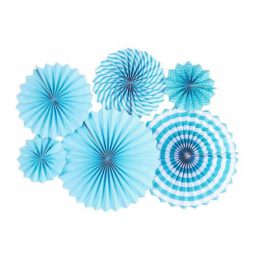 סט מניפות נייר מגוון - תכלת