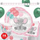 חבילת יום הולדת פיל קסום - ורוד 16 מוזמנים