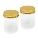 מארז צנצנות פלסטיק למילוי מכסה זהב