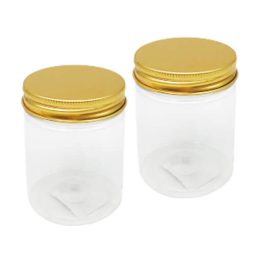מארז צנצנות פלסטיק למילוי מכסה זהב
