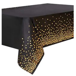 מפת שולחן שחור - קונפטי זהב מטאלי