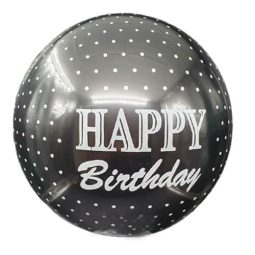 בלון באבל שחור נקודות- Happy birthday