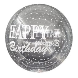 בלון באבל נקודות שקוף - Happy birthday