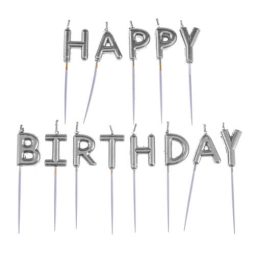 נרות קיסמים happy birthday - כסף