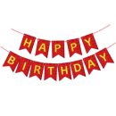 שרשרת אותיות happy birthday הולוגרפי - אדום