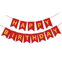 שרשרת אותיות happy birthday הולוגרפי - אדום