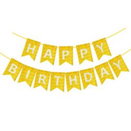 שרשרת אותיות happy birthday הולוגרפי -זהב