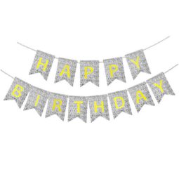 שרשרת אותיות happy birthday הולוגרפי - כסף