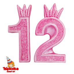 ספרה 12 בת מצווה מבצק סוכר -ורוד