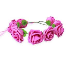 זר פרחים לראש -ורוד פוקסיה