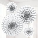 סט מניפות נייר גליטר - לבן