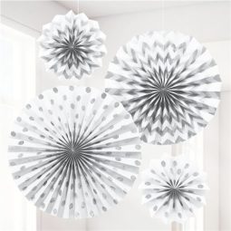 סט מניפות נייר גליטר - לבן