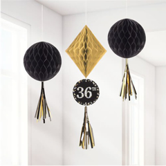 כדורי כוורת שחור זהב עם טאסל - גיל משתנה