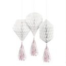 מיני כוורות יהלום עם טאסל לבן - 30 ס