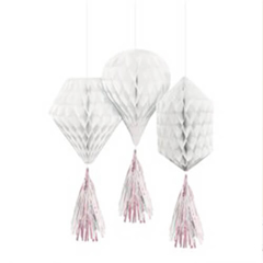 מיני כוורות יהלום עם טאסל לבן - 30 ס