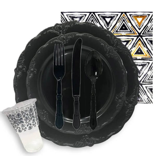 שולחן חג וינטג' שחור 10 אורחים