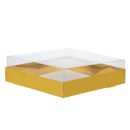 קופסת קרטון זהב מרובע + מכסה 31 ס