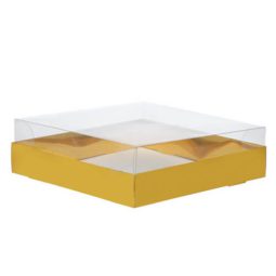 קופסת קרטון זהב מרובע + מכסה 31 ס