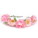 זר פרחים לראש - ורוד משולב