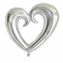 בלון הליום ענק לב חלול כסוף