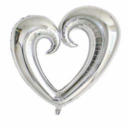 בלון הליום ענק לב חלול כסוף