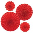 מניפות נייר לתלייה - אדום גליטר