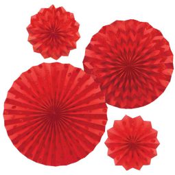 מניפות נייר לתלייה - אדום גליטר