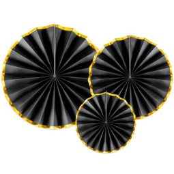 מניפות נייר לתלייה - שחור זהב