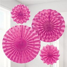 מניפות נייר לתלייה - ורוד גליטר