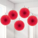 מניפות נייר לתלייה אדום - 15 ס