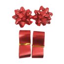 סרט מתנות + פרחים - אדום