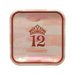 צלחות נייר קטנות בת מצווה כתר רוז גולד