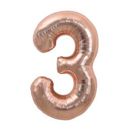 בלון הליום ענק רוז גולד מנצנץ ספרה 3