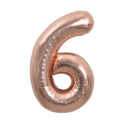 בלון הליום ענק רוז גולד מנצנץ ספרה 6