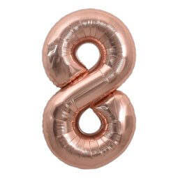 בלון הליום ענק רוז גולד מנצנץ ספרה 8