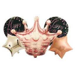 סט בלונים כתר רוז גולד שחור