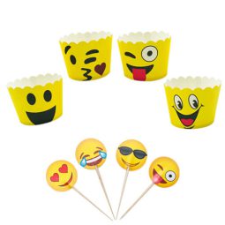 גביעי קאפקייקס + קיסמים אימוג'י