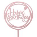 טופר אקרילי happy birtday ורוד