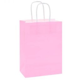 שקית נייר ורוד קלאסי עם ידית - גדול