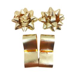 סרט מתנות + פרחים - זהב