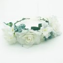 זר פרחים לראש - לבן עלים