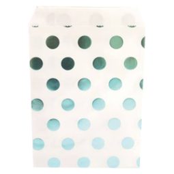 שקיות נייר נקודות - תכלת מטאלי