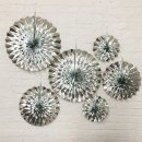 סט מניפות נייר בצבע כסוף