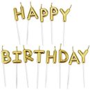 נרות Happy Birthday - זהב מטאלי