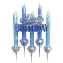 נרות יהלום תכלת happy birthday