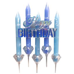 נרות יהלום תכלת happy birthday